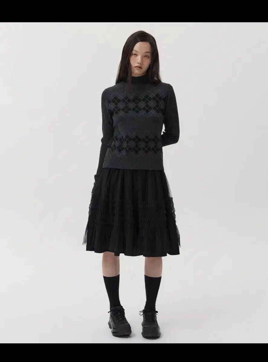 Ohesio オヘシオ レイヤード シアー フリル スカート ブラック skirt