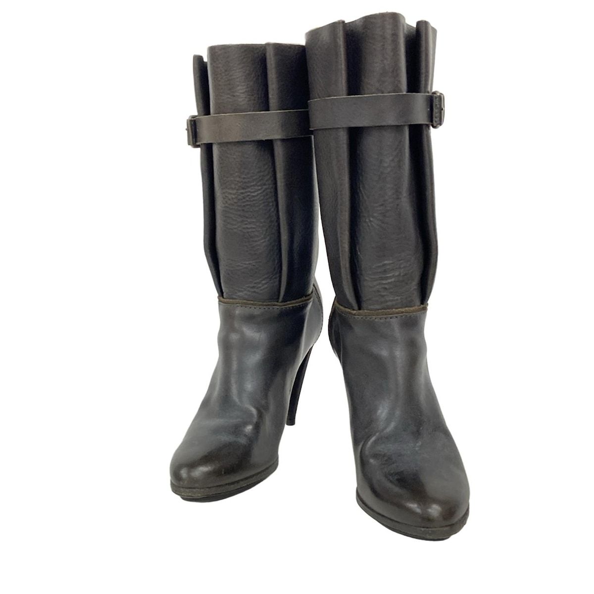 バレンシアガ ショートブーツ 37 レディース - ダークブラウン レザー