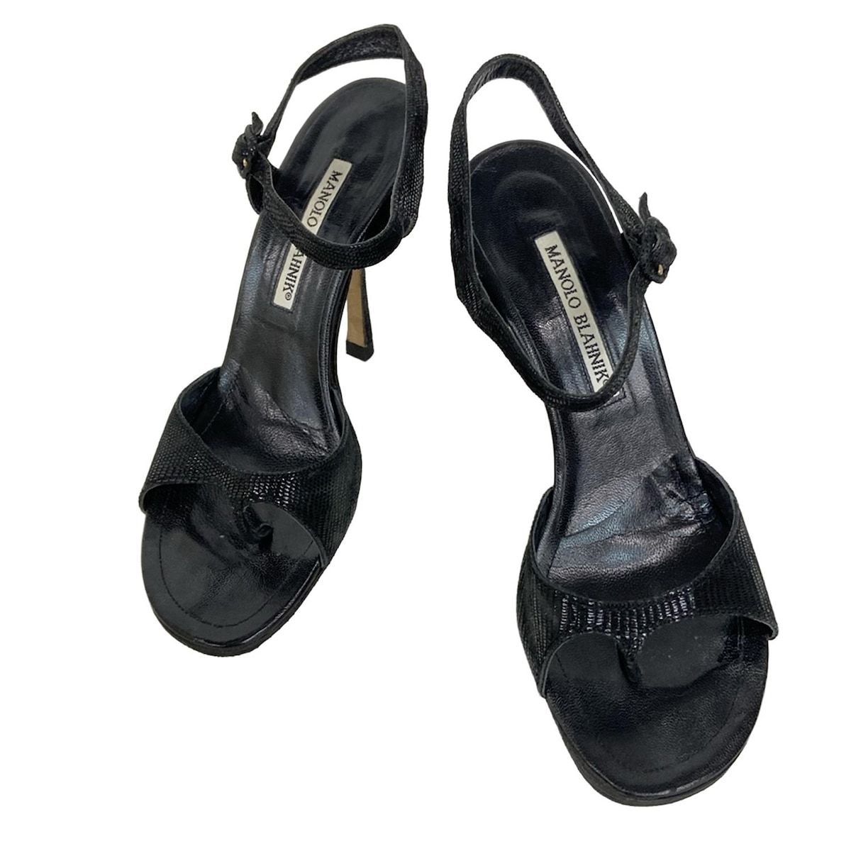 MANOLO BLAHNIK マノロブラニク サンダル 32 1 2 レディース 黒 レザー