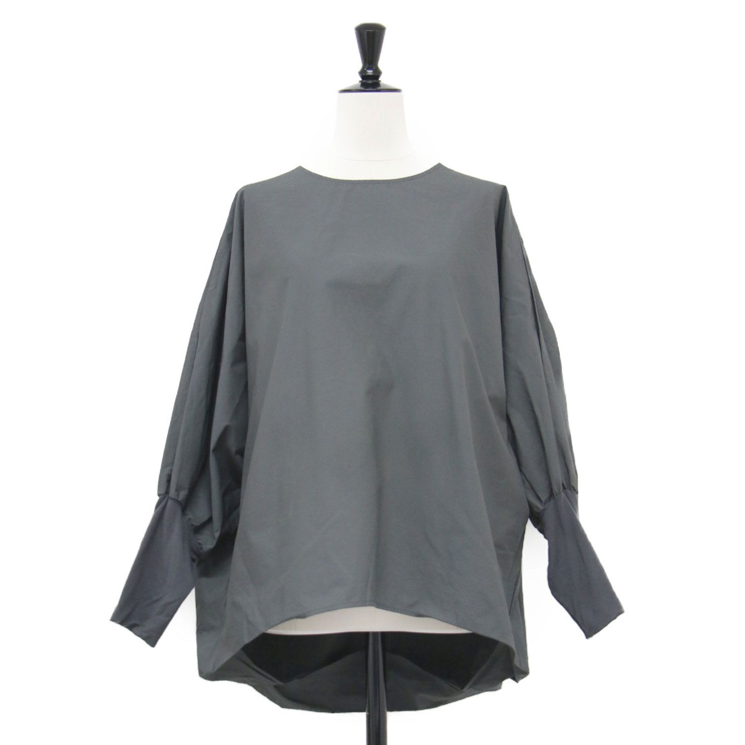 mizuiro ind ミズイロインド ブラウス チャコールグレー サイズ:FREE | 25秋冬 クルーネック コクーン プルオーバー | crew neck cocoon | 長袖 ワイド ドルマンスリーブ コットン | 日本製【レディース】【】