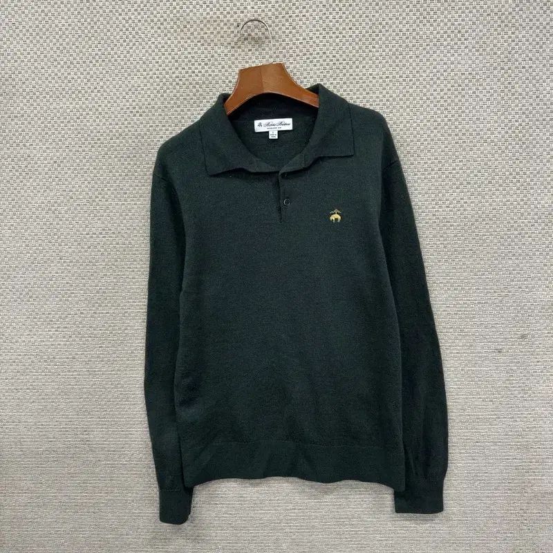 Brooks Brothers ブルックス ブラザーズ 刺繍 ロゴ ウール100 ポロシャツ 長袖 L A 02669