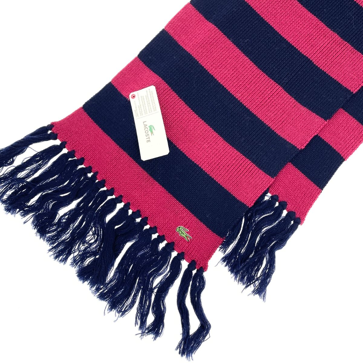 LACOSTE ラコステ マフラー ボーダー柄/ボマール/ウール ボルドー