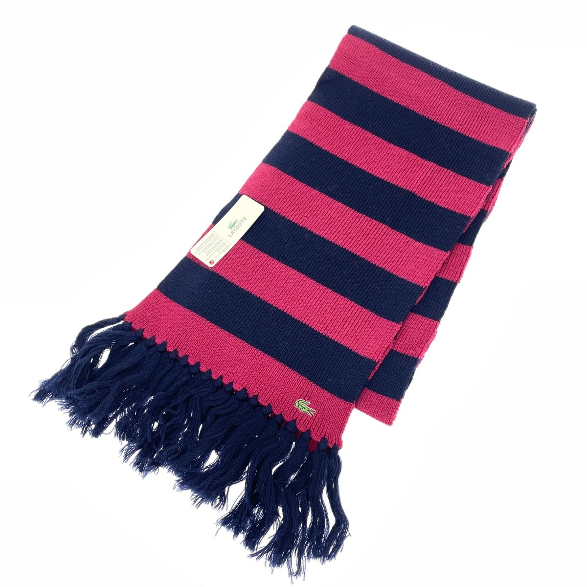 LACOSTE ラコステ マフラー ボーダー柄/ボマール/ウール ボルドー