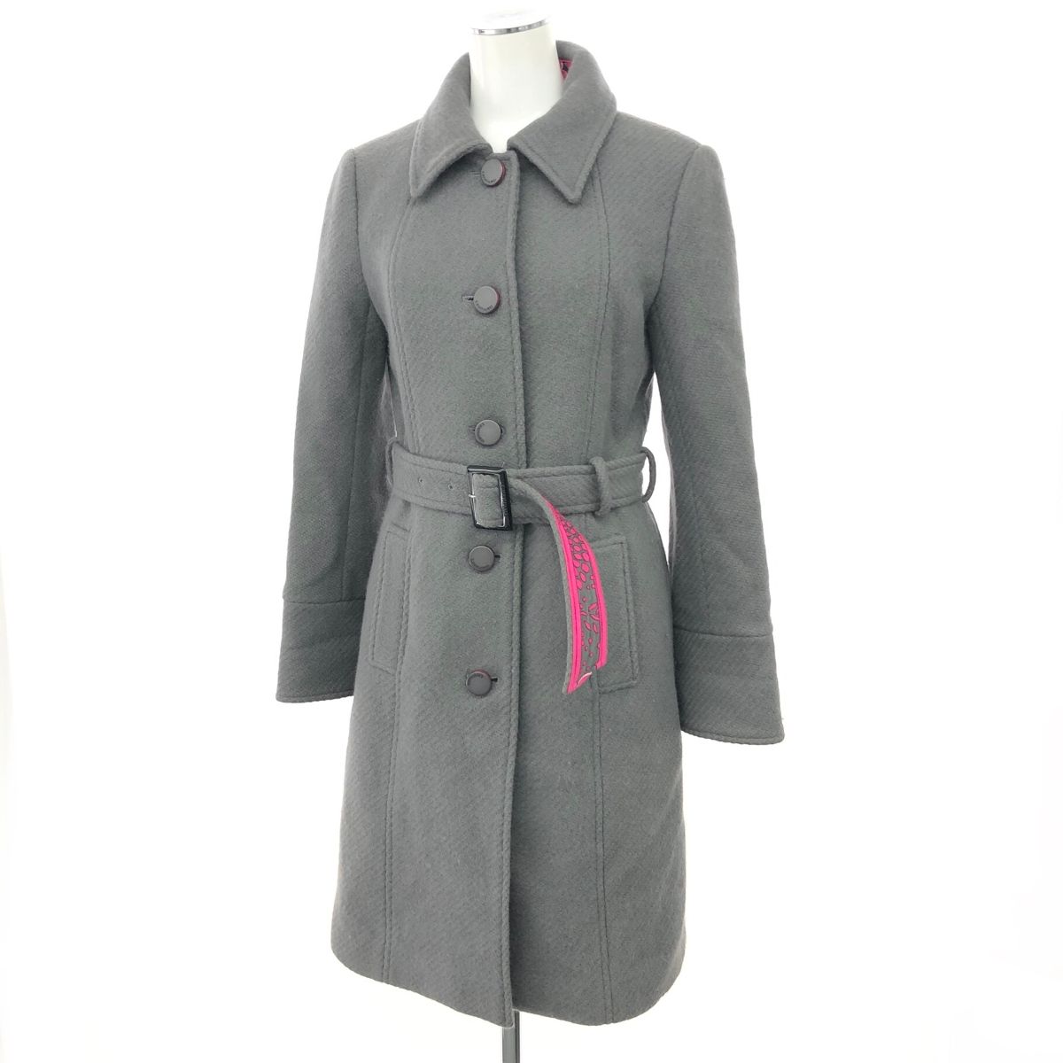 LEONARD レオナール ロングコート サイズ:2 アンゴラウール グレー