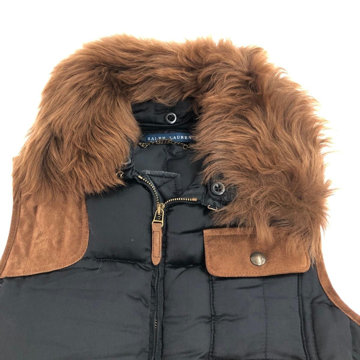【希少】RalphLauren ★ ミリタリー ダウンベスト 羊ファー RALPH LAUREN ラルフローレン ダウンベスト サイズ:M 牛革・羊ファー