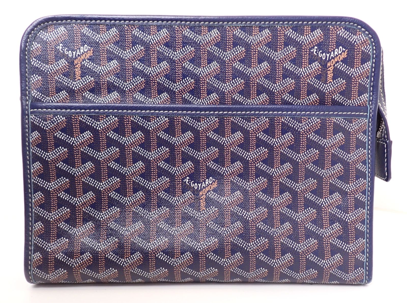 Goyard ゴヤール ジュバンスMM ポーチ ネイビー 藍色 ブルーベース クラッチバッグ コットン製 ゴヤールディンキャンバス メンズ レディース