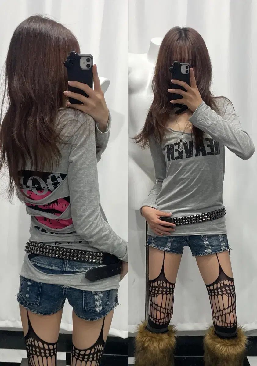 バッグ デザインテープ グレー ロングスリーブ