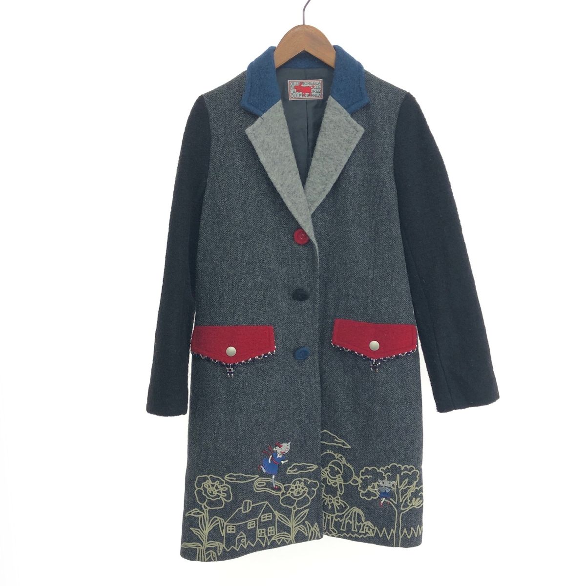 OLLEBOREBLA アルベロベロ ぶたさん刺繍チェスターコート サイズ:表記