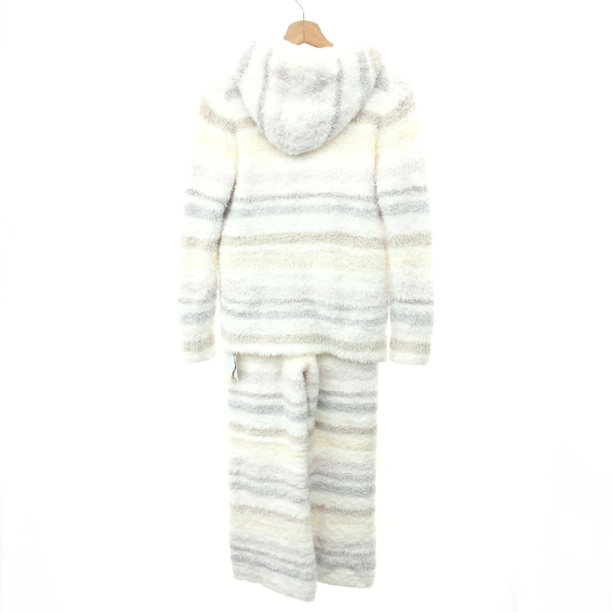 gelato pique ジェラートピケ ルームウェアセットアップ サイズ F ランダムボーダーパーカ×パンツ ホワイト レディース