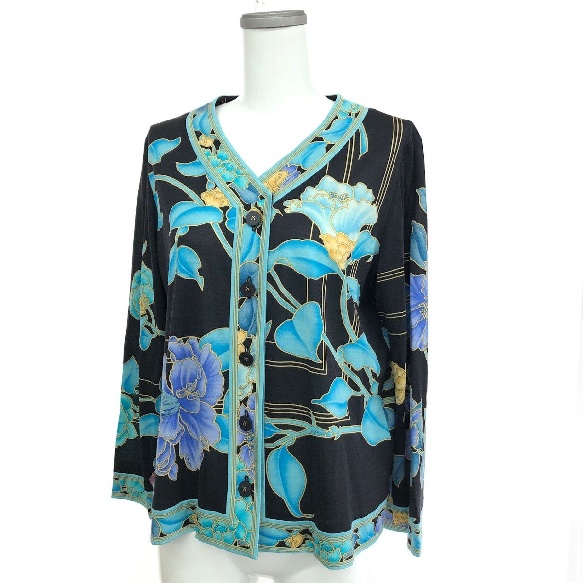 【美品】LEONARD レオナール 花柄カーディガン ネイビー LLサイズ 美品 LEONARD レオナール シルクウール ロング カーディガン LL - メルカリ