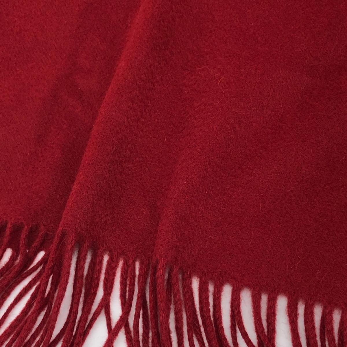  Johnson-Scott ジョンソン＆スコット 大判ストール カシミヤ100％ フリンジ レッド レディース ストール ショール 小物