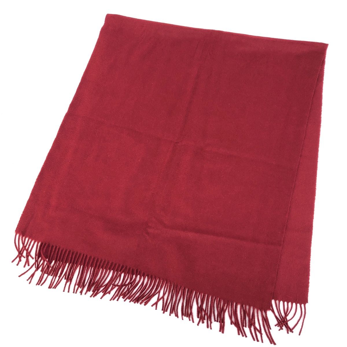 Johnson-Scott ジョンソン＆スコット 大判ストール カシミヤ100％ フリンジ レッド レディース