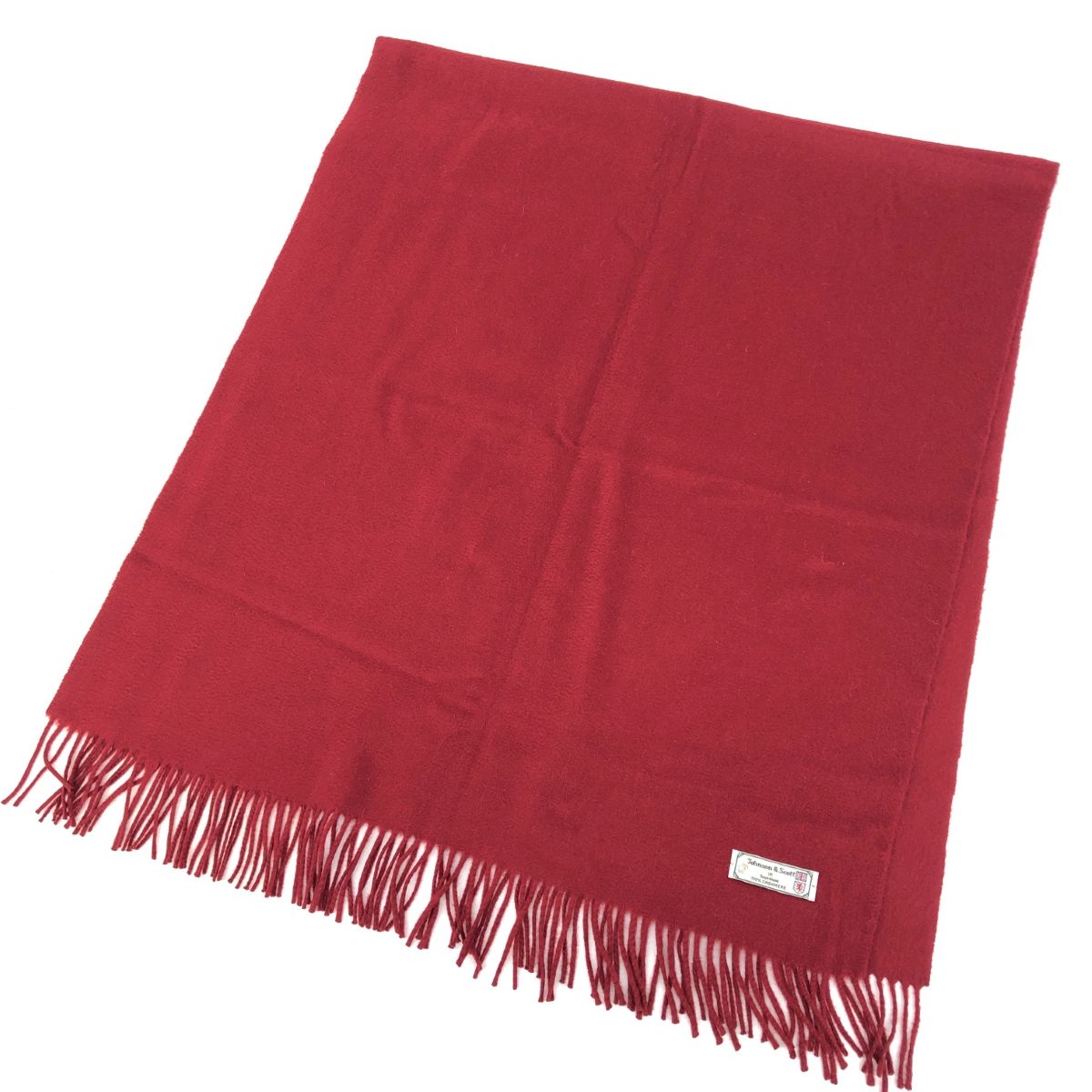 Johnson-Scott ジョンソン＆スコット 大判ストール カシミヤ100％|フリンジ レッド レディース |