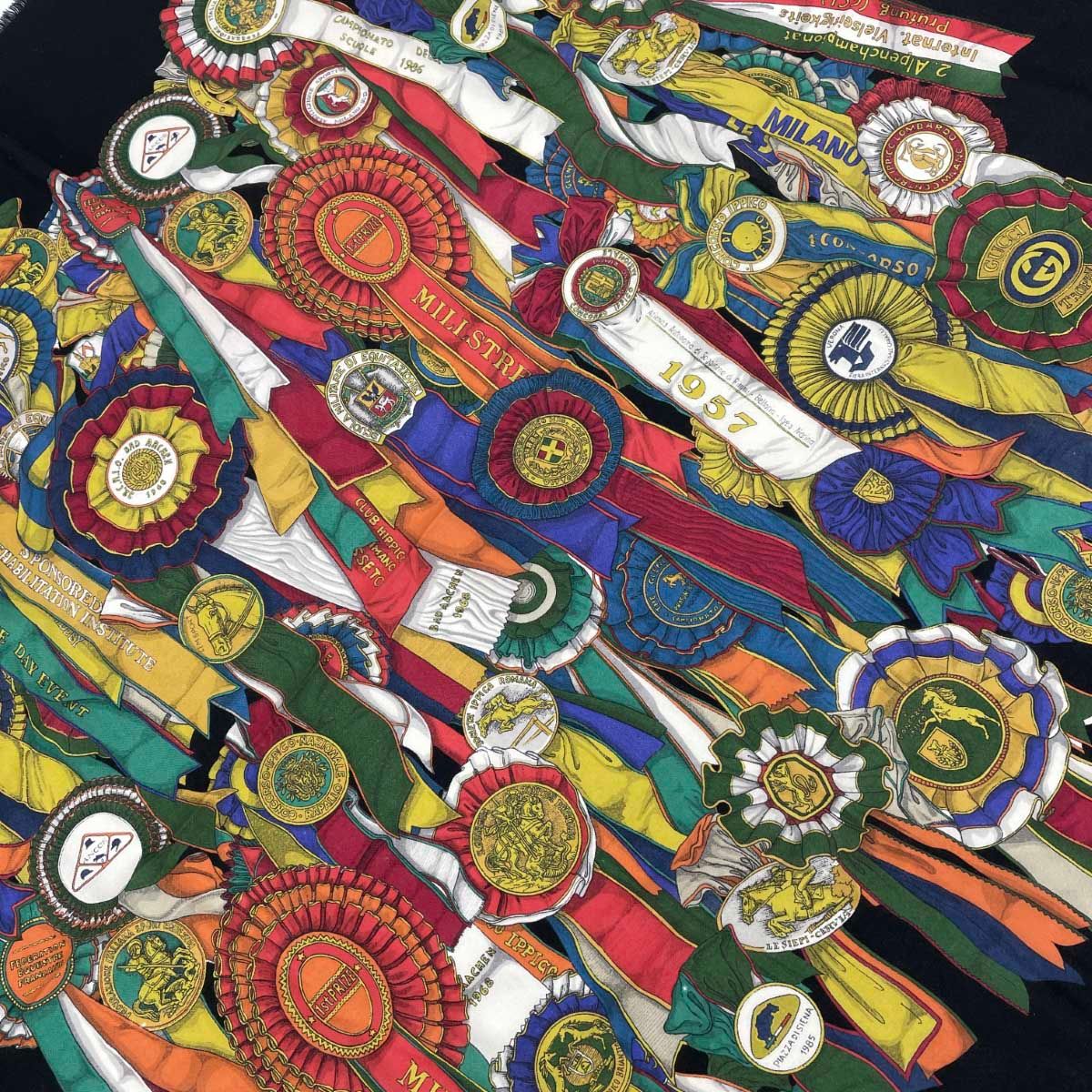  GUCCI グッチ 大判ストール 総柄 ウール100％ ブラック レディース ストール ショール 小物