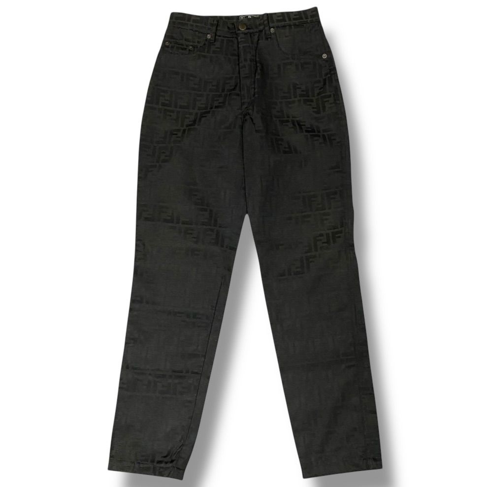 良品 FENDI フェンディ ズッカ柄 パンツ ブラック Sサイズ相当