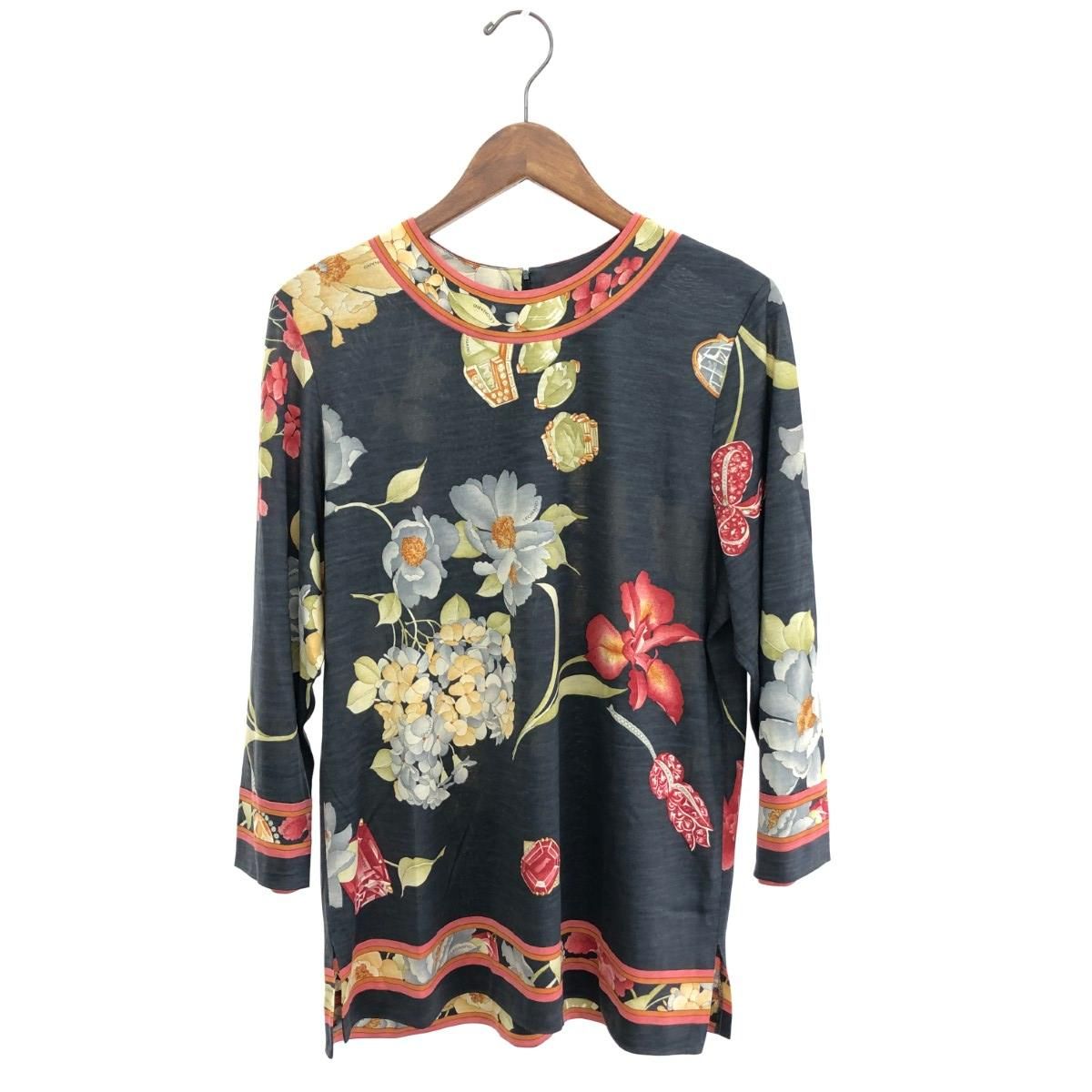 LEONARD レオナール　花柄　ブラウス　長袖　LLサイズ LEONARD レオナール 長袖ブラウス サイズ:LL 花柄 ブラック レディース