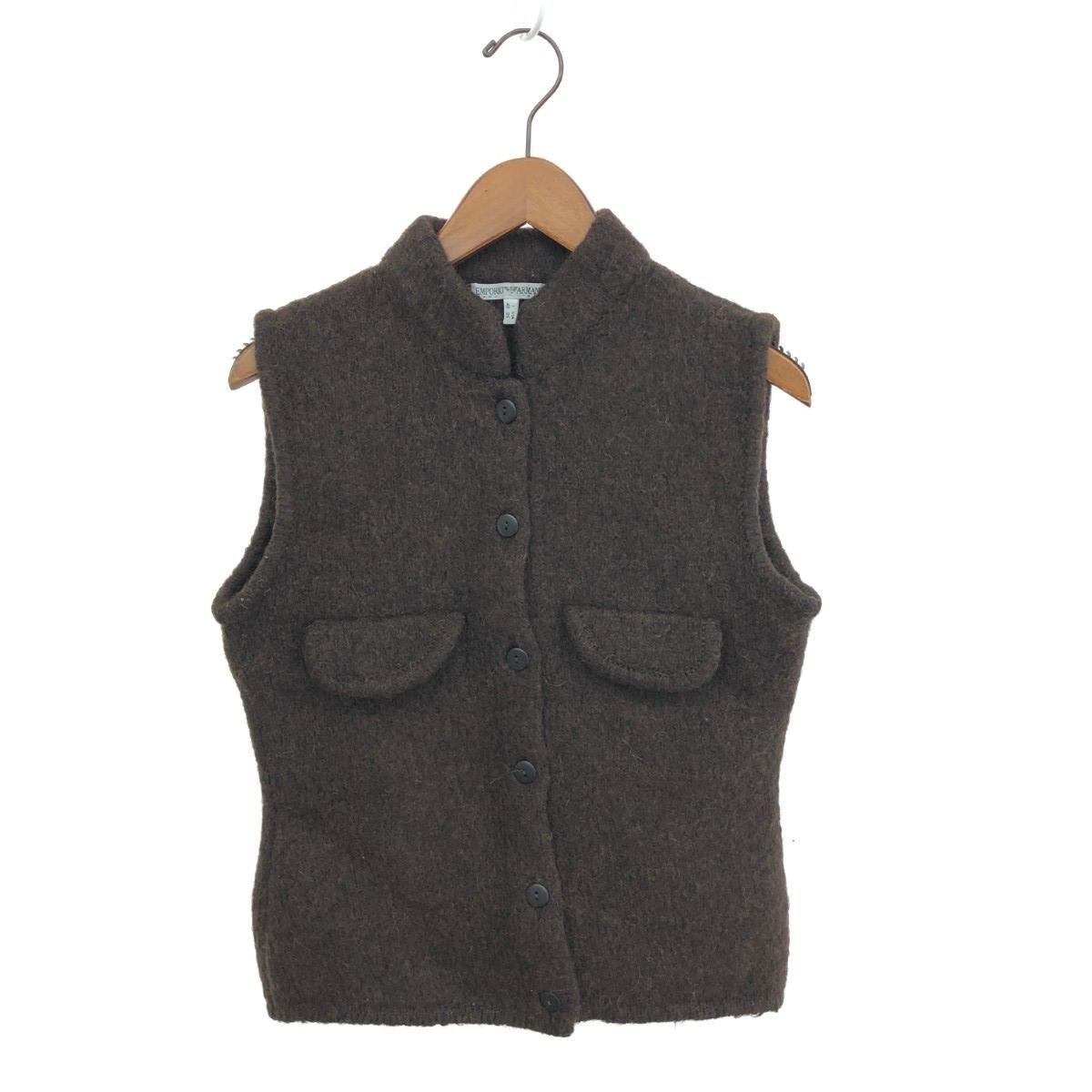 EMPORIO ARMANI エンポリオアルマーニ フラップデザインノースリーブニット サイズ 42 アーカイブ ブラウン レディース