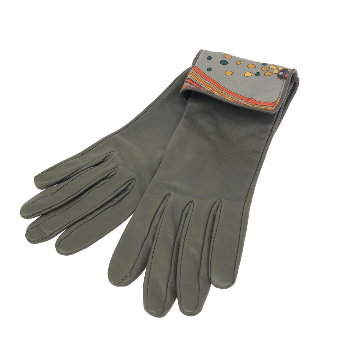 HERMES エルメス レザーグローブ 表記サイズ 6.5 エトゥープ|レザー|手袋 グレー レディース |