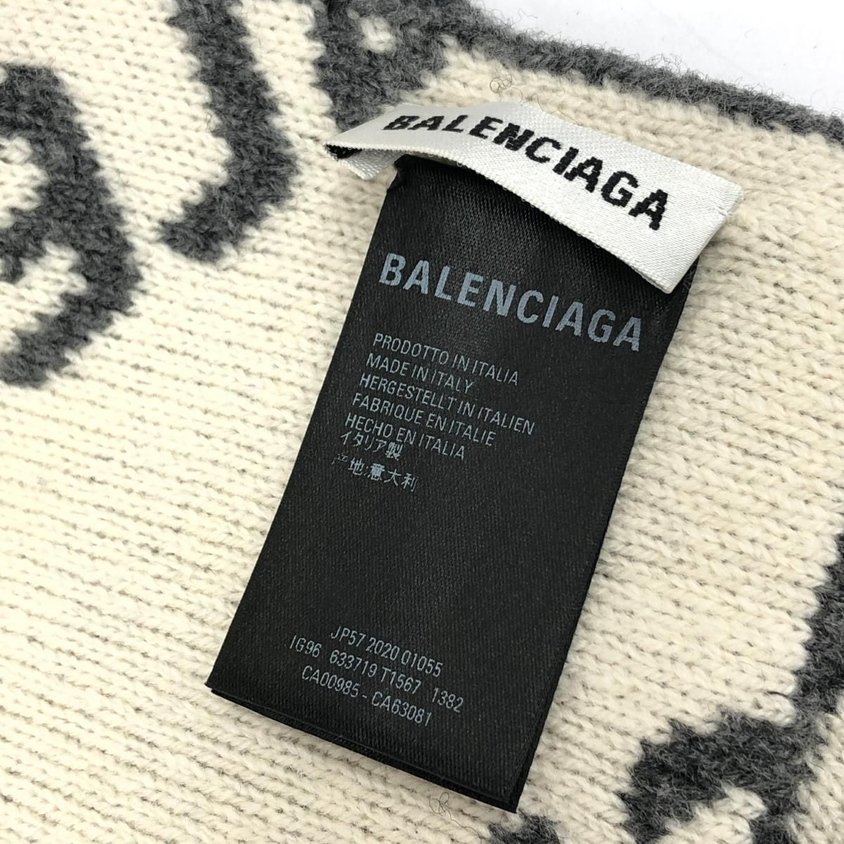 BALENCIAGA バレンシアガ 大判マフラー ロゴ総柄/ジャガード IG96