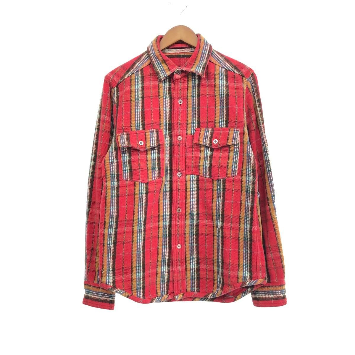 NIGEL CABOURN ナイジェルケーボン リバーシブルヘビーネルシャツ サイズ 46 レッド メンズ