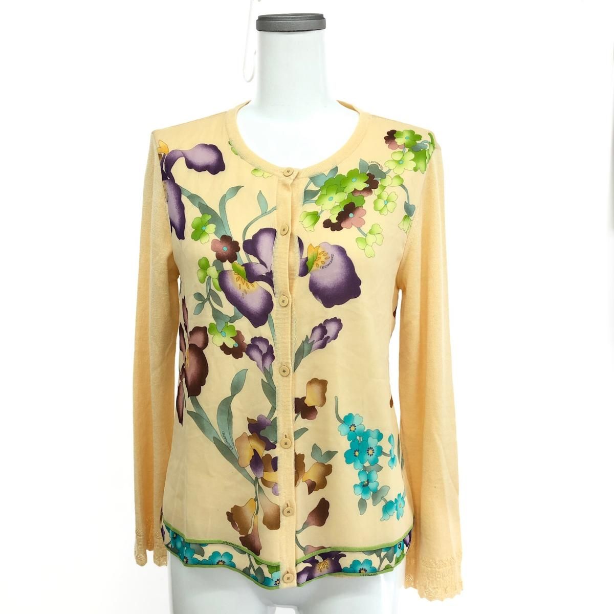 LEONARD レオナール カーディガン サイズ:M 花柄/カシミヤ・シルク