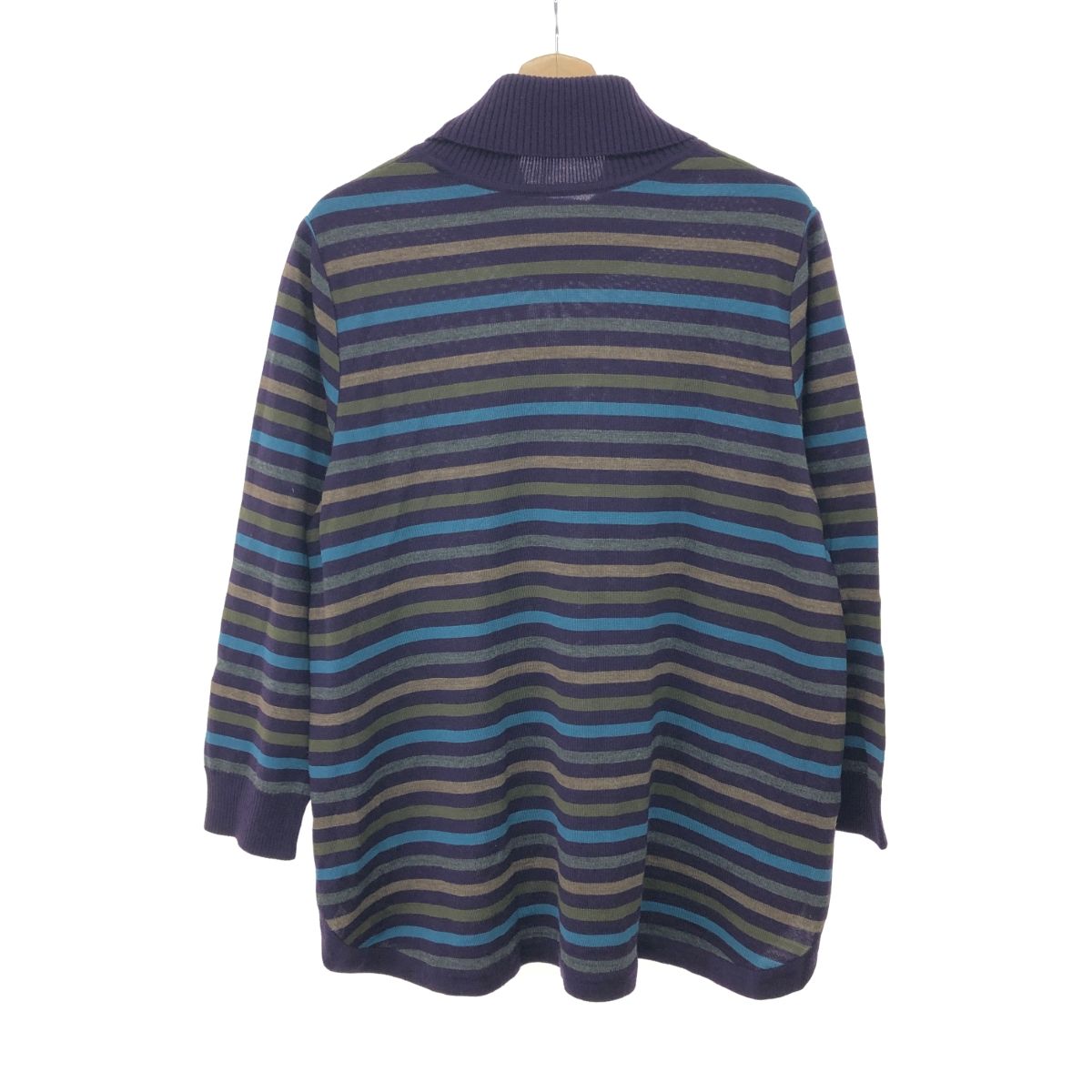 LEILIAN レリアン ハイネック長袖ニットワンピース サイズ 17 ボーダー 大きいサイズ マルチ レディース