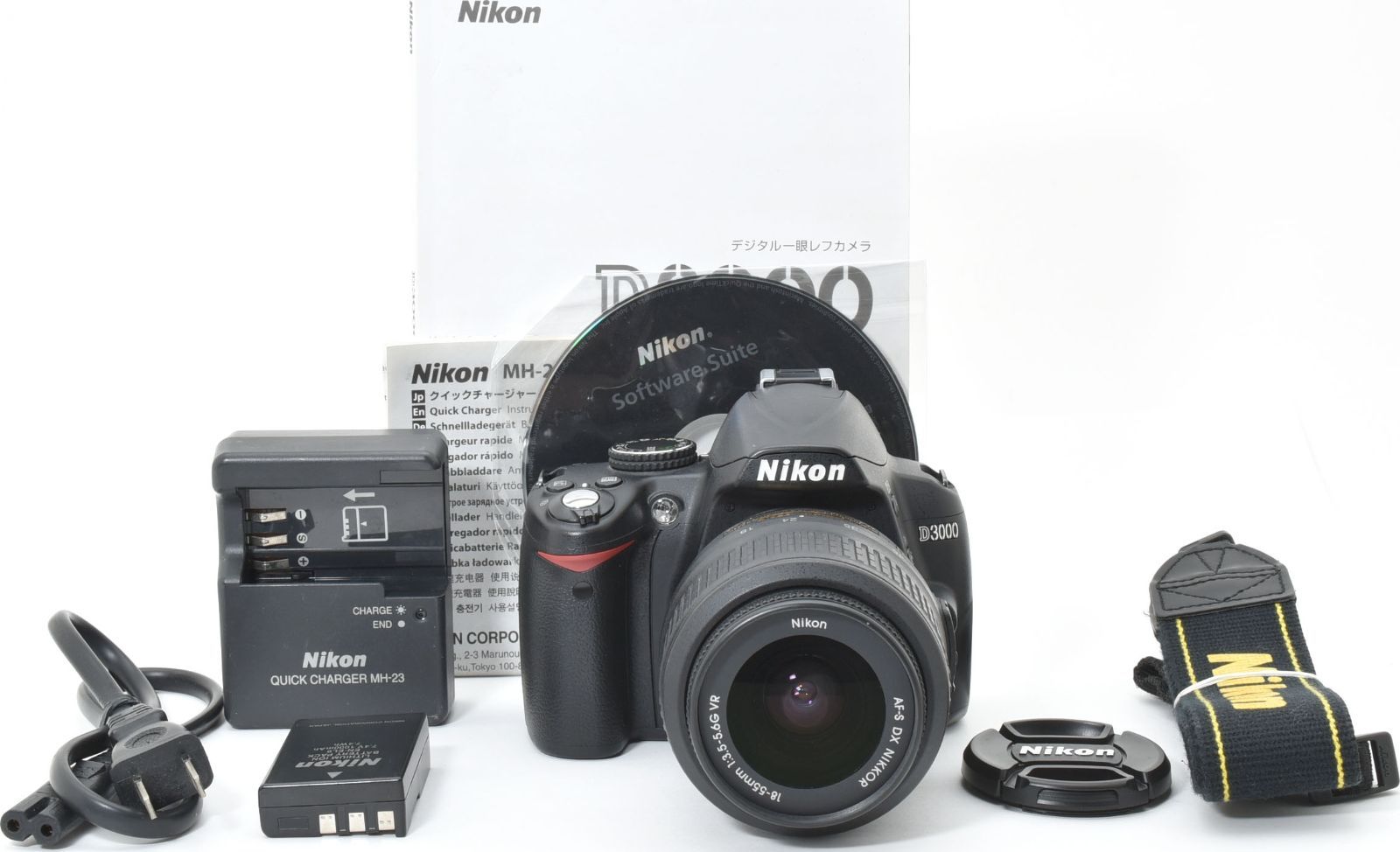 L11[7163B]☆美品☆ ニコン Nikon D3000 ボディ 18-55mm レンズキット