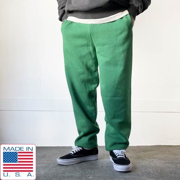 極美品 90s USA製 DISCUS 無地 スウェットパンツ 緑系 L ディスカス
