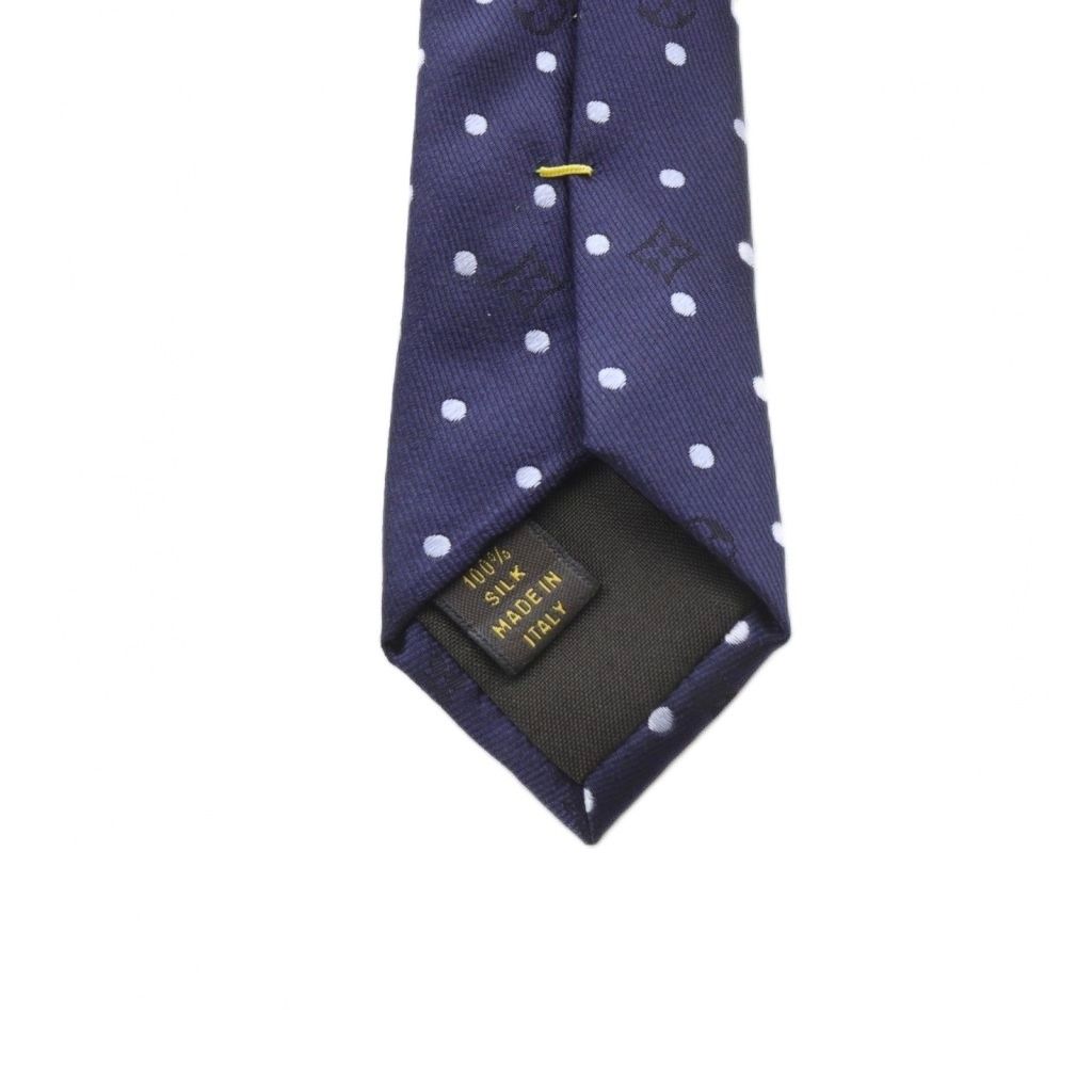 ルイヴィトン LOUIS VUITTON ドット柄 ロゴ ネクタイ 紺 ネイビー