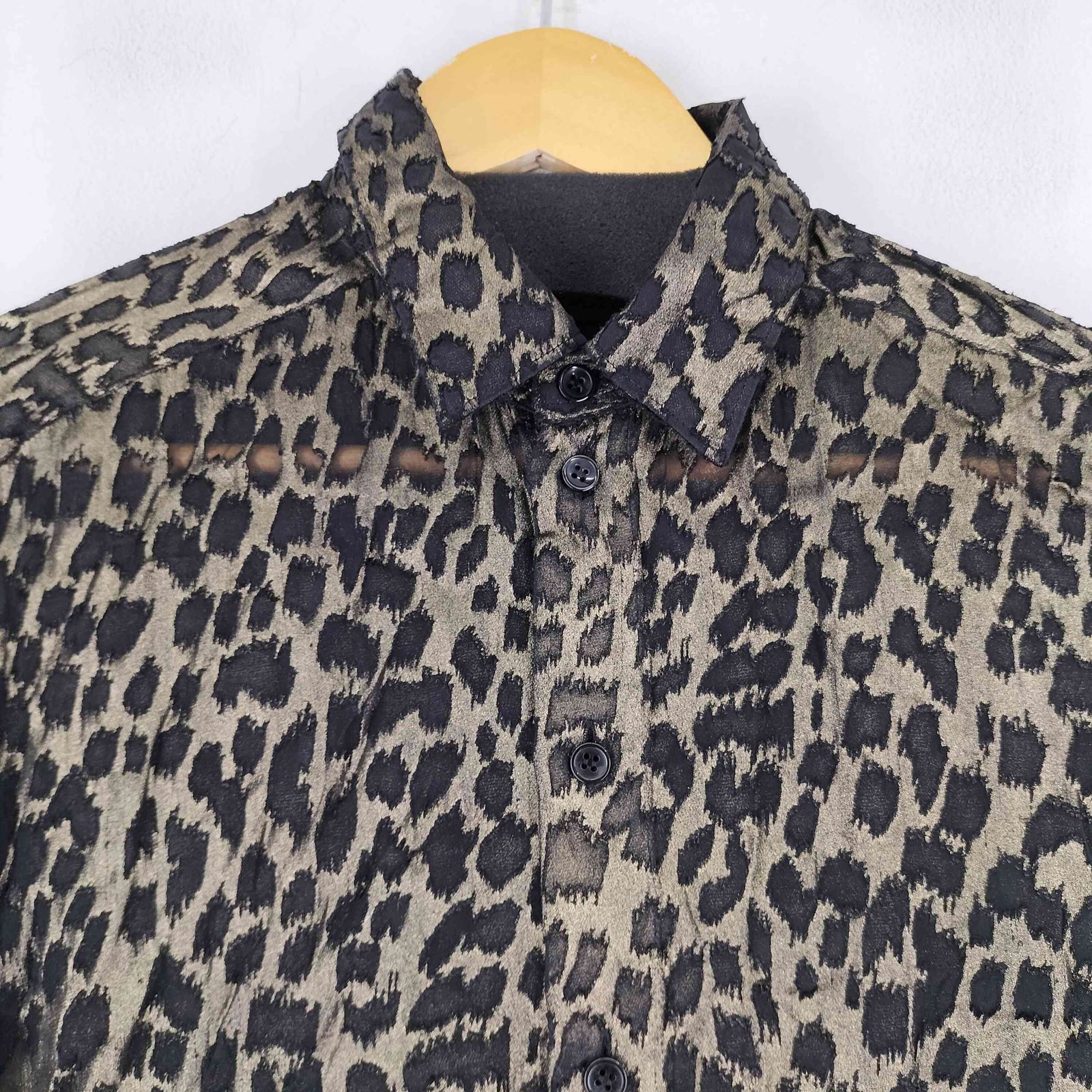 サンローランパリ SAINT LAURENT PARIS レオパード柄 シアーシャツ 