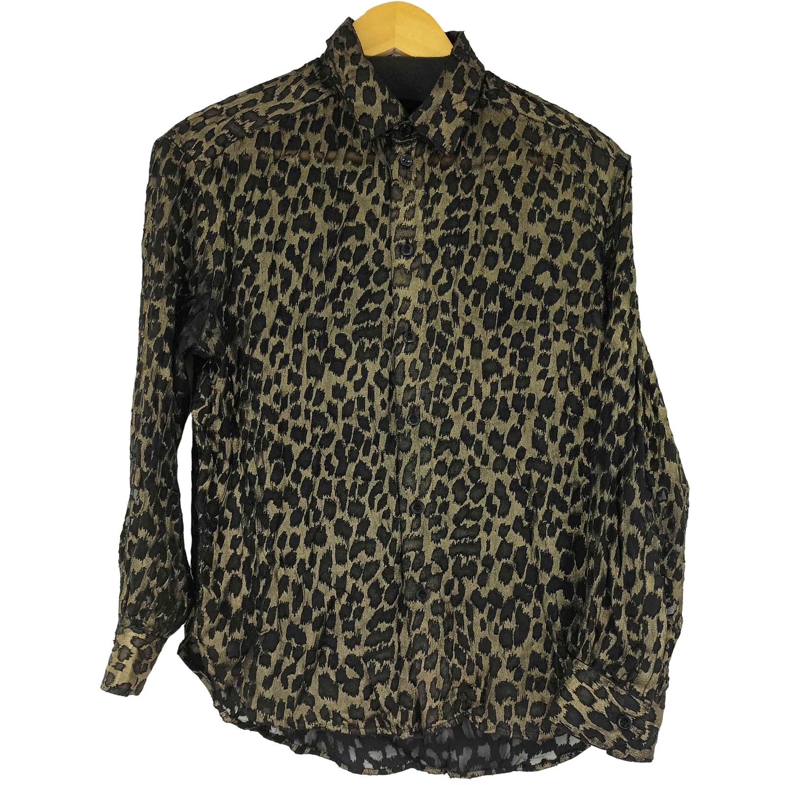 サンローランパリ SAINT LAURENT PARIS レオパード柄 シアーシャツ 