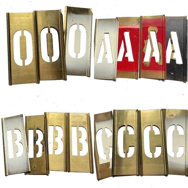  ビンテージ 英数字 ステンシル 2インチ 真鍮製プレート 144ピースセット 2.5 cm アルファベット DIY アメカジ ミリタリー D 128 その他 塗装