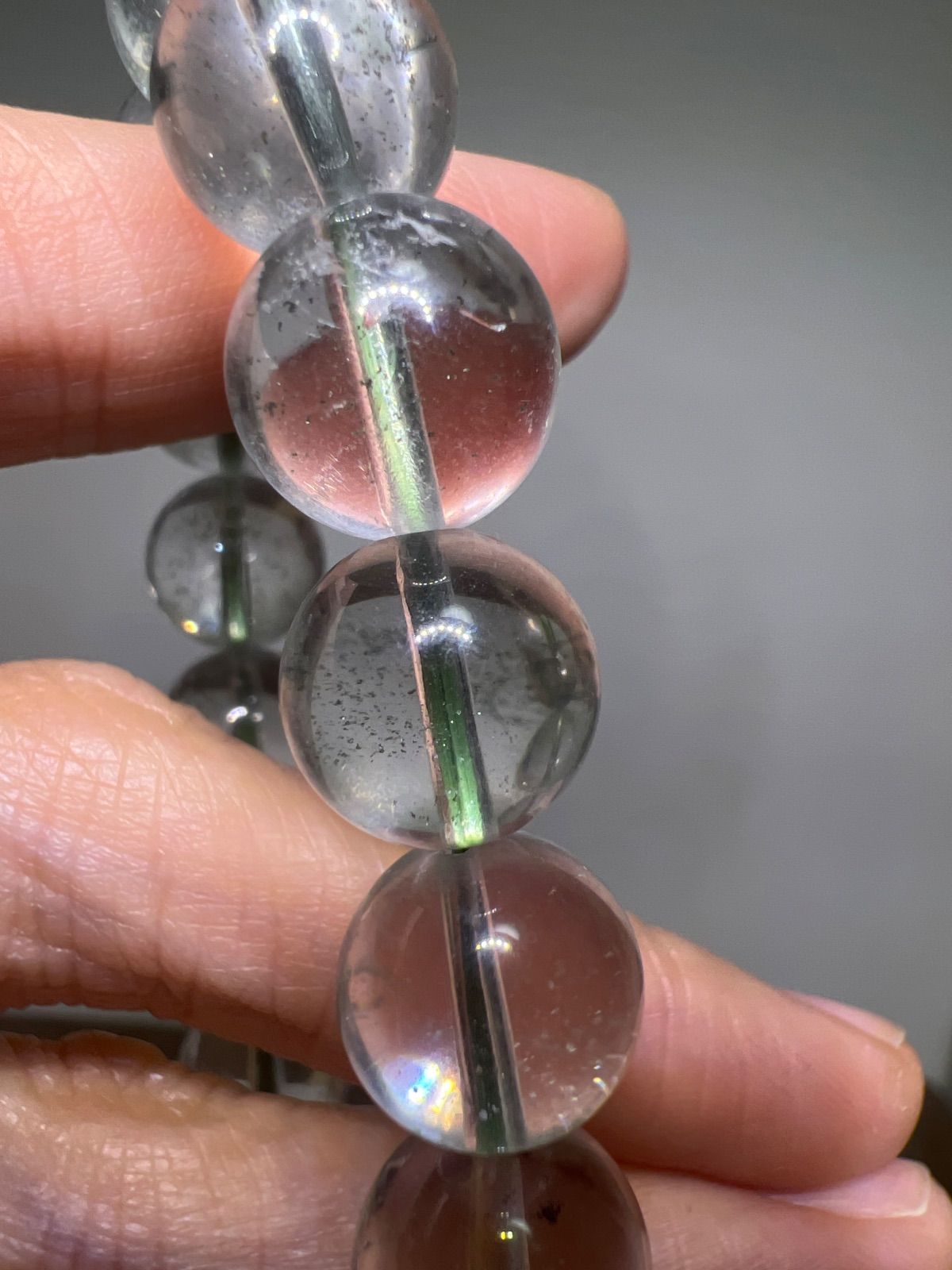 天然石 高品質 山入り水晶 ファントムクォーツ ブレスレット12㍉約17