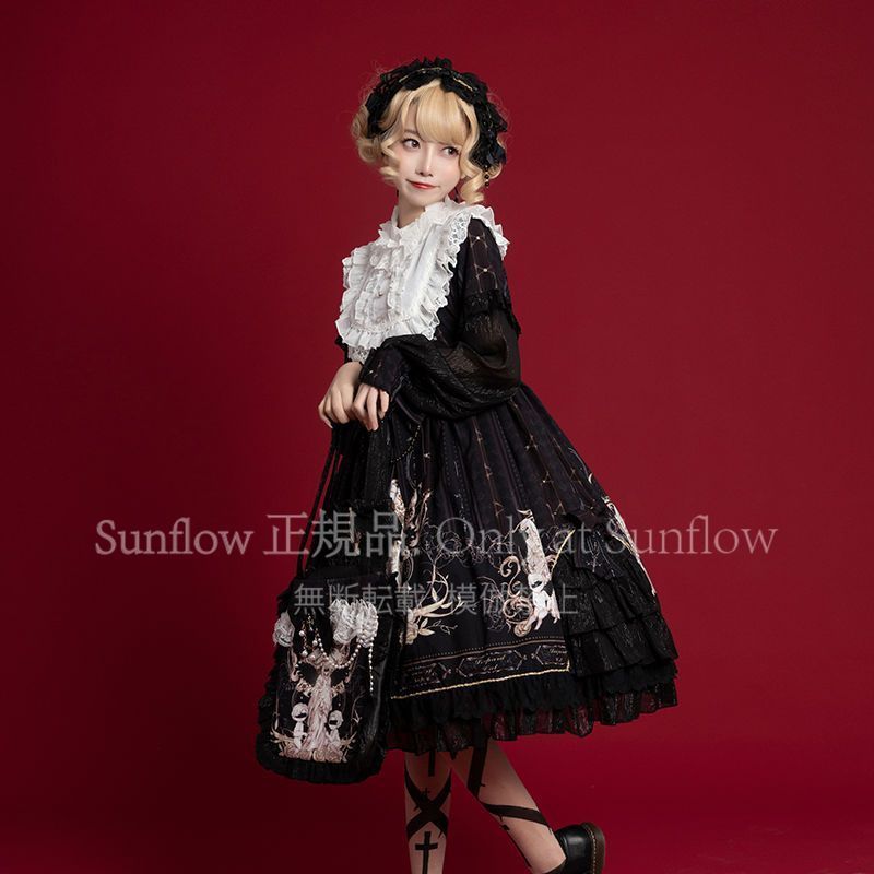 再会の世界 さいかいのせかい オリジナルデザイン 豪華ロリータ洋装 OP長袖日常優雅ロリータワンピース リボン付き 豪華セット イベント用 撮影会 プレゼント 仮装