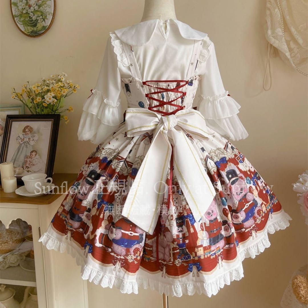 熊ジャズ ゴスロリ ロリータドレスロリィタ jskサスペンダードレス 白