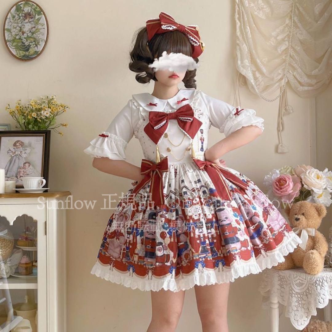 熊ジャズ ゴスロリ ロリータドレスロリィタ jskサスペンダードレス 白