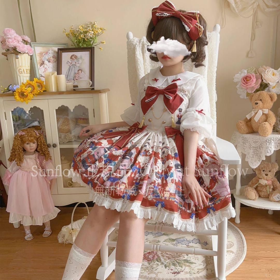 熊ジャズ ゴスロリ ロリータドレスロリィタ jskサスペンダードレス 白