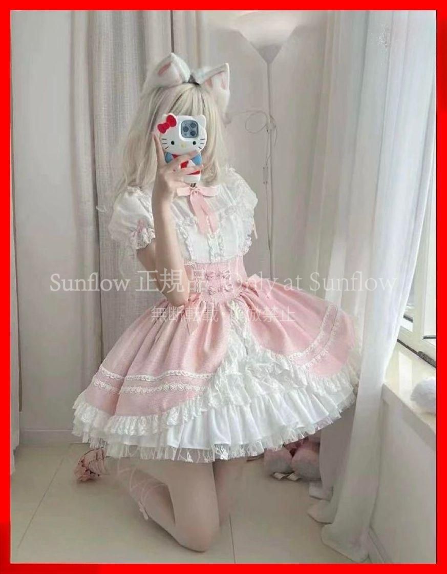 メイド風ロリータワンピースお出かけに最適な デザイン