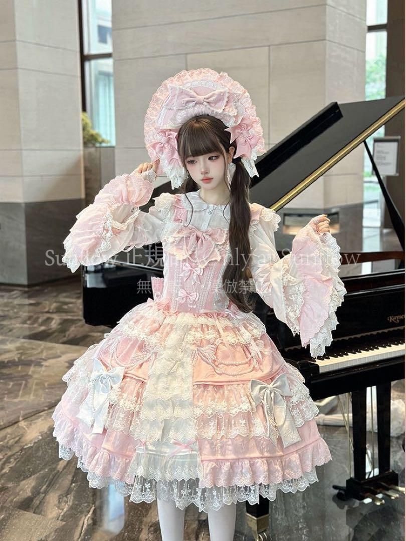 ♥ 桜恋 doll クラシックロリータドレス JSK リボンロリィタ 甘ロリ ピンク