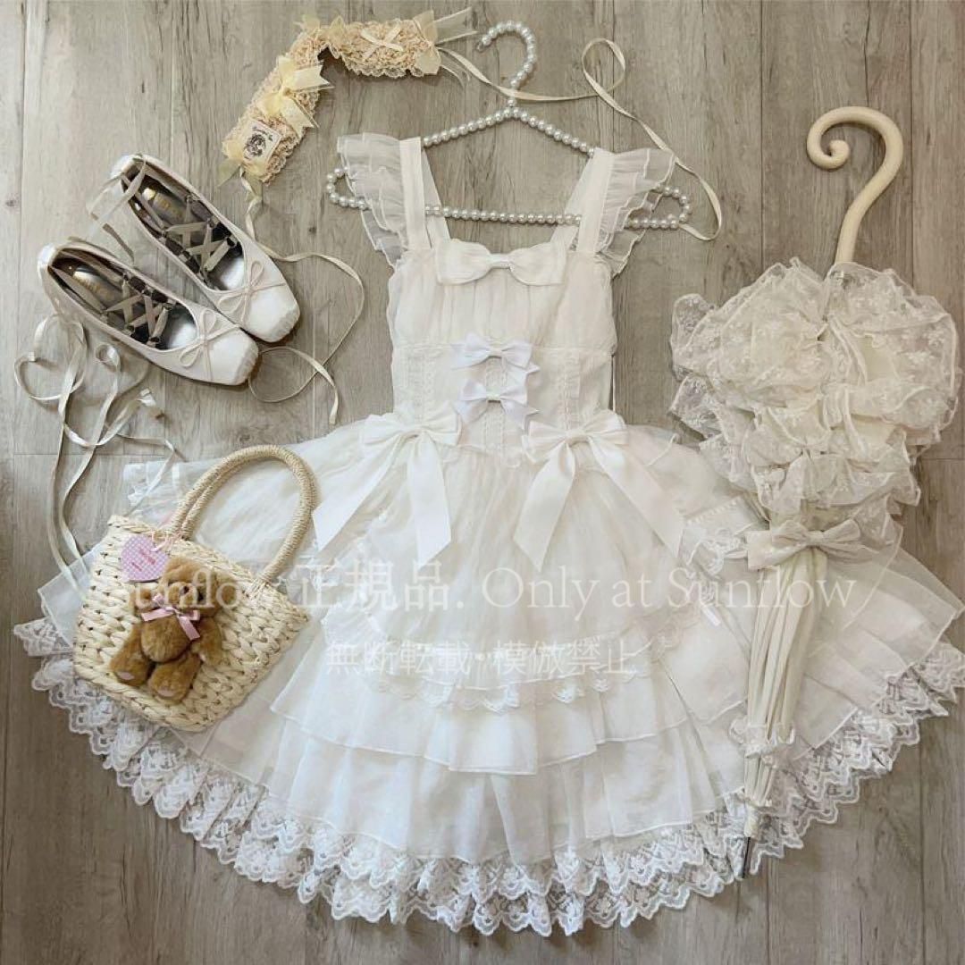 煥羽の恋 ゴスロリロリータドレス jsk サスペンダードレス ホワイト