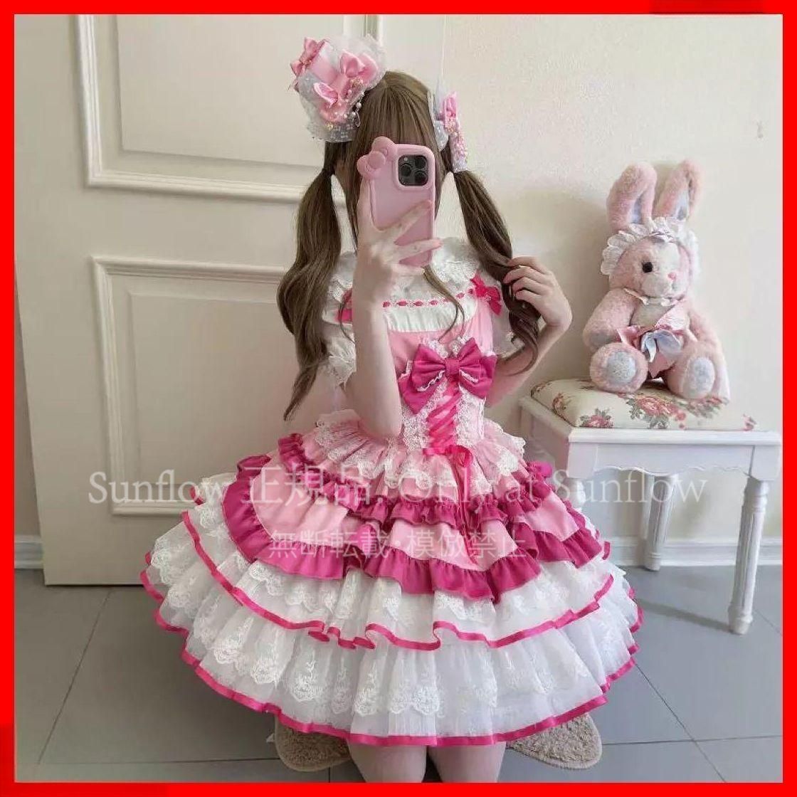 リボンが ロリータワンピース お出かけや女子会にぴったり