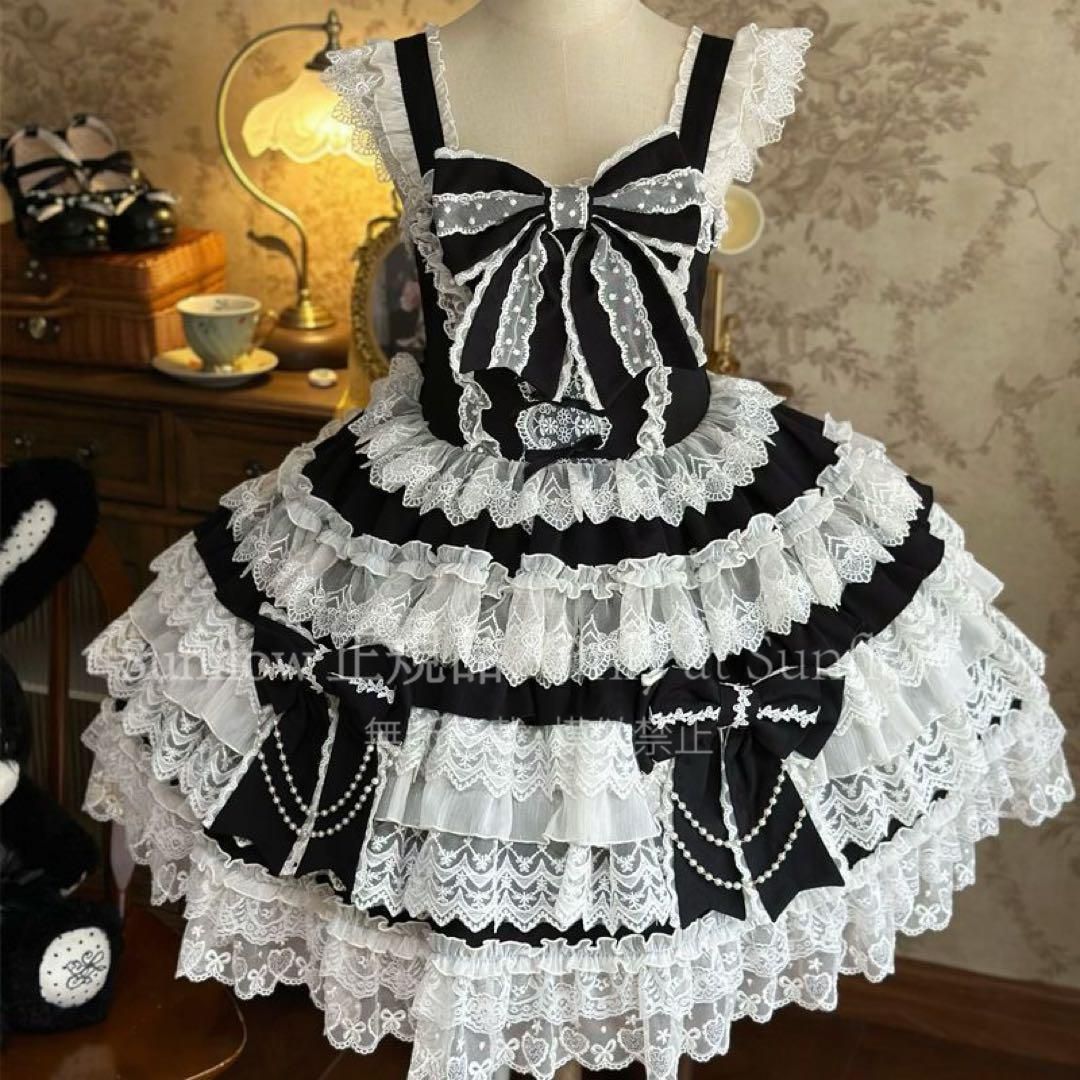 新品未使用】【十字心結】ゴスロリ?ロリータドレスフリル付き ロリィタ