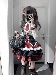 ♥ ロリータ チェック柄~~オリジナル jsk ワンピース ドレス 撮影会 舞台 イベント