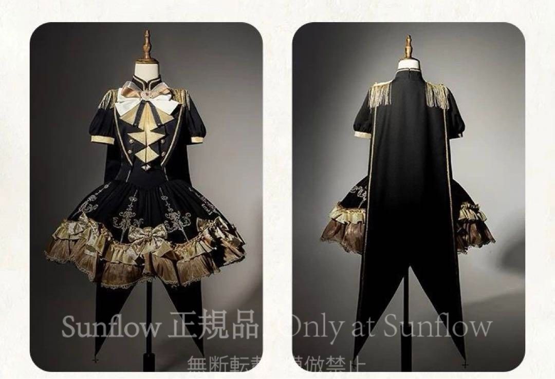 ミリタリー ロリータドレス ゴールド 中世紀 リボン マント 地雷系 コスプレ