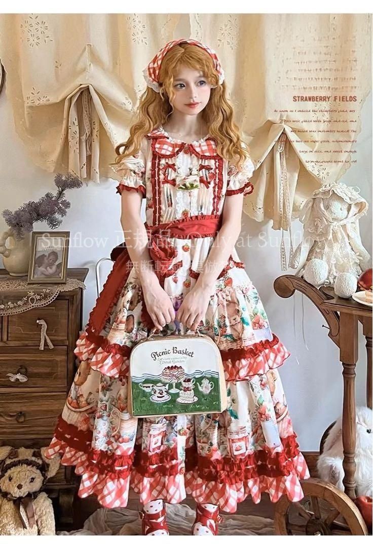 ストロベリーフィールズ ロリータドレス 森ガール 甘ロリ ロング丈 フリル OP