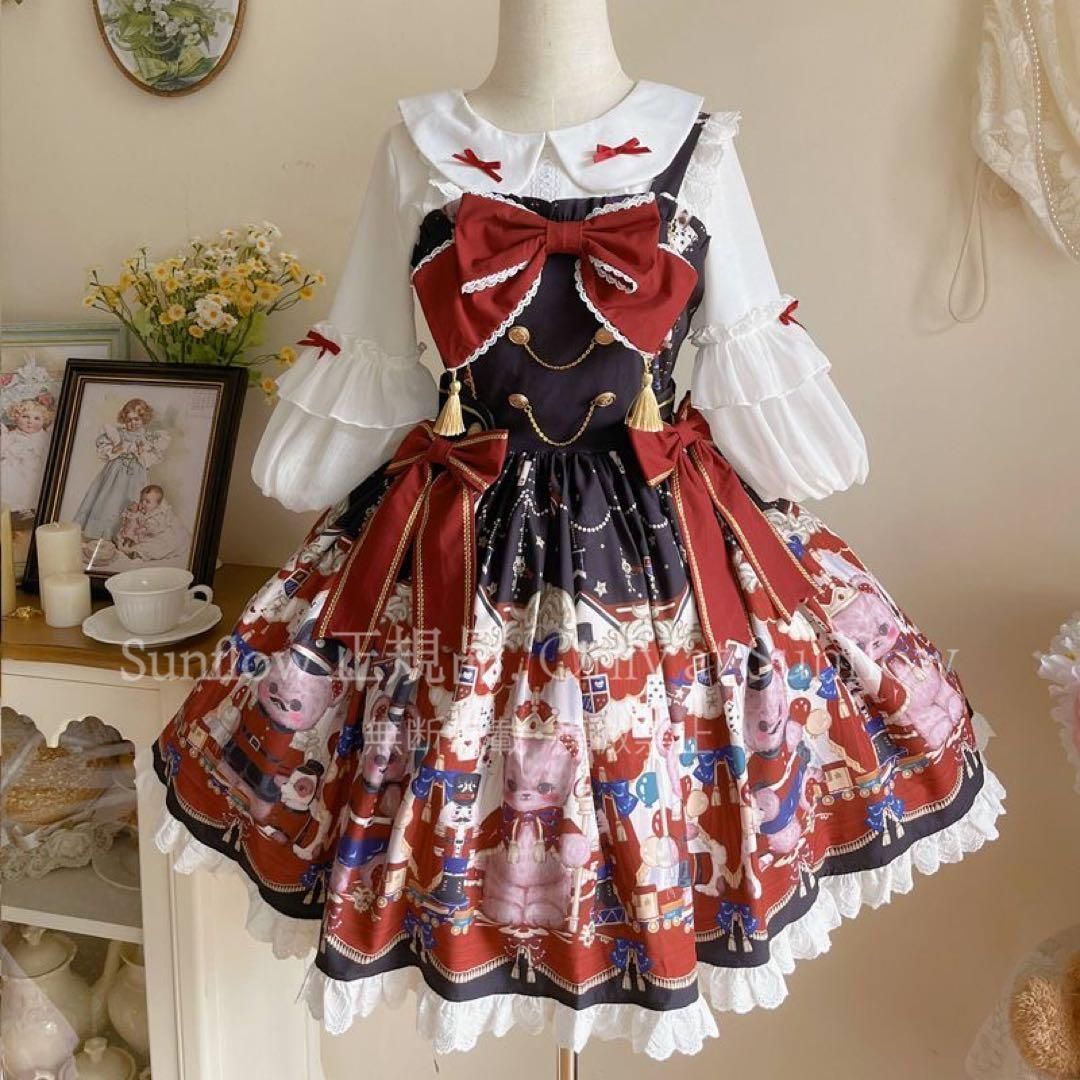 熊ジャズ ゴスロリ ロリータドレスロリィタ jskサスペンダードレス 黒