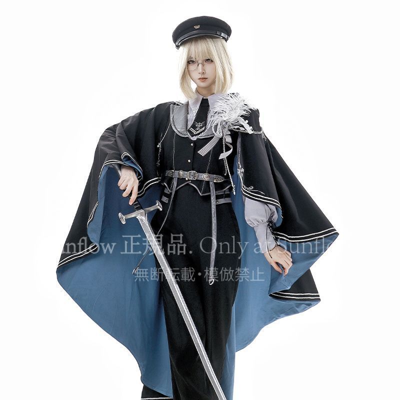 ロリータ風 軍装風 ARMY ロングパンツセット マント付き ジャケット ベスト シャツ ネクタイ ベルト 男女兼用 高品質 コスプレ 衣装