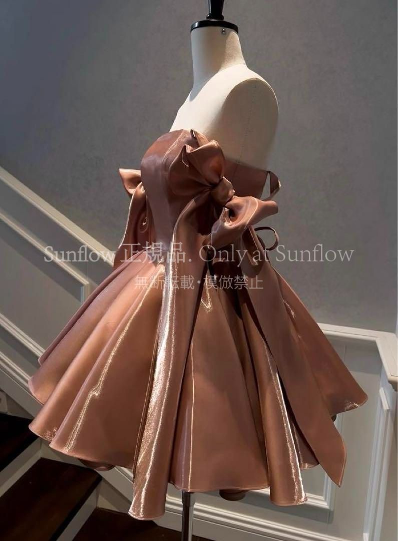 ♥ フレンチニッチなデザイン感 リボンサスペンダー セレブドレス ポンポンワンピース