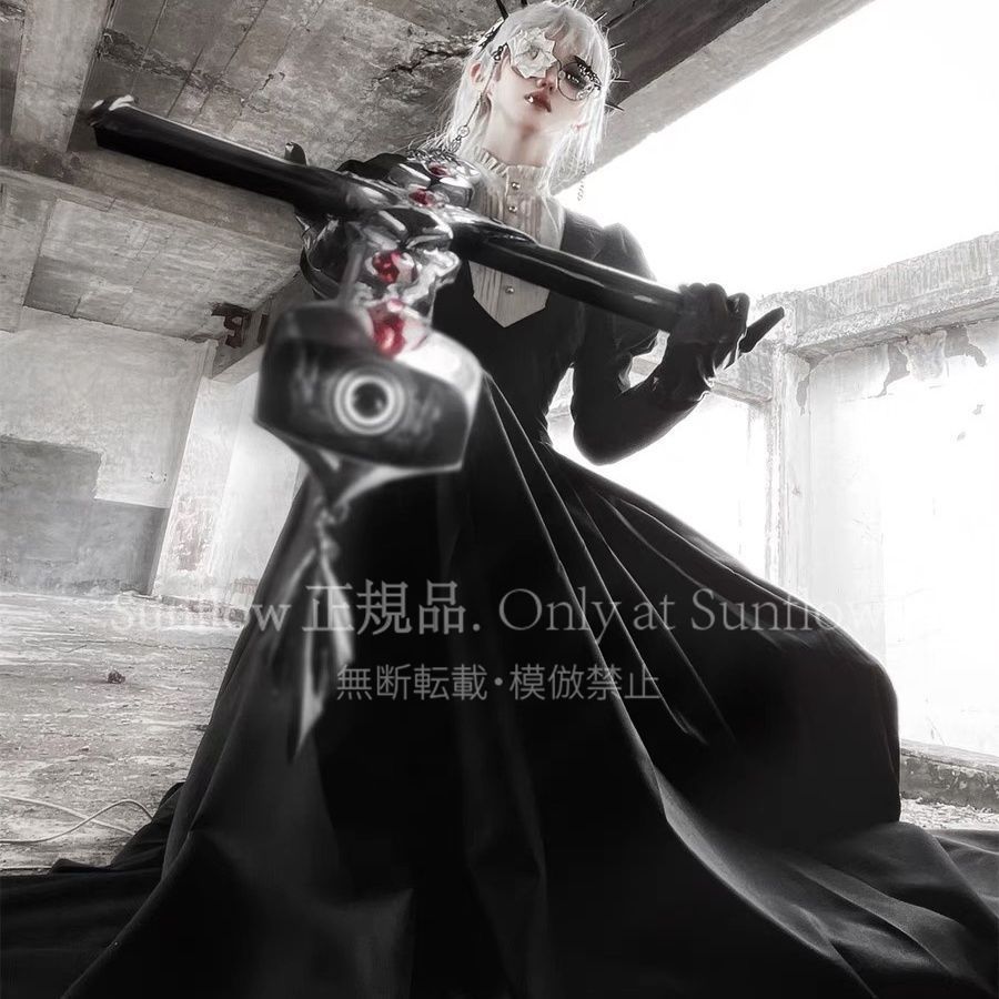 ヴィンテージCLA風 ロリータ パフスリーブ ロングワンピース 暗黒ゴシック フォーマルドレス