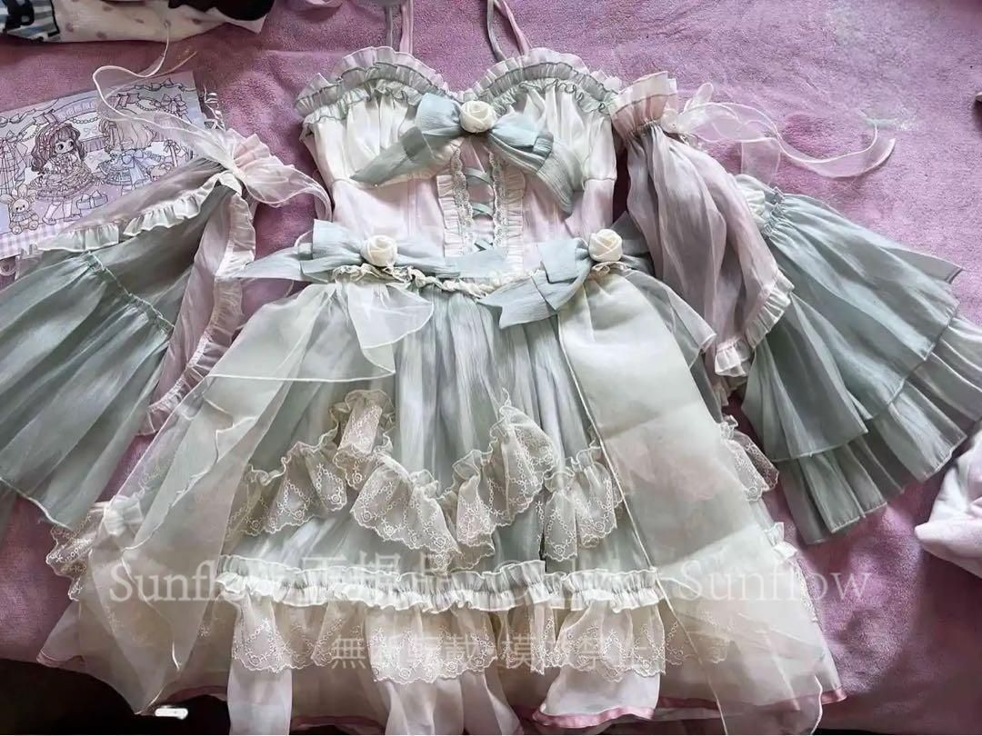 ♥ ロリータ loita ドレス ピンク ミントグリーン フリル かわいい 撮影会 舞台 イベント